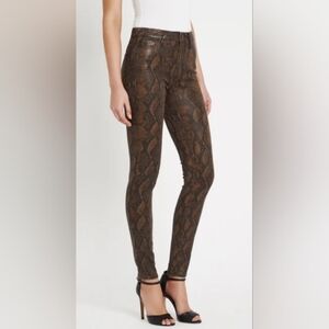 Paige Hoxton Ultra Skinny Coated Brown Snake Print Pants Size 32